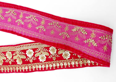 Trim By Yard Velvet Fabric Embroidered Trim Sequins Lace Sewing Trimming Sari Trim Indian Border